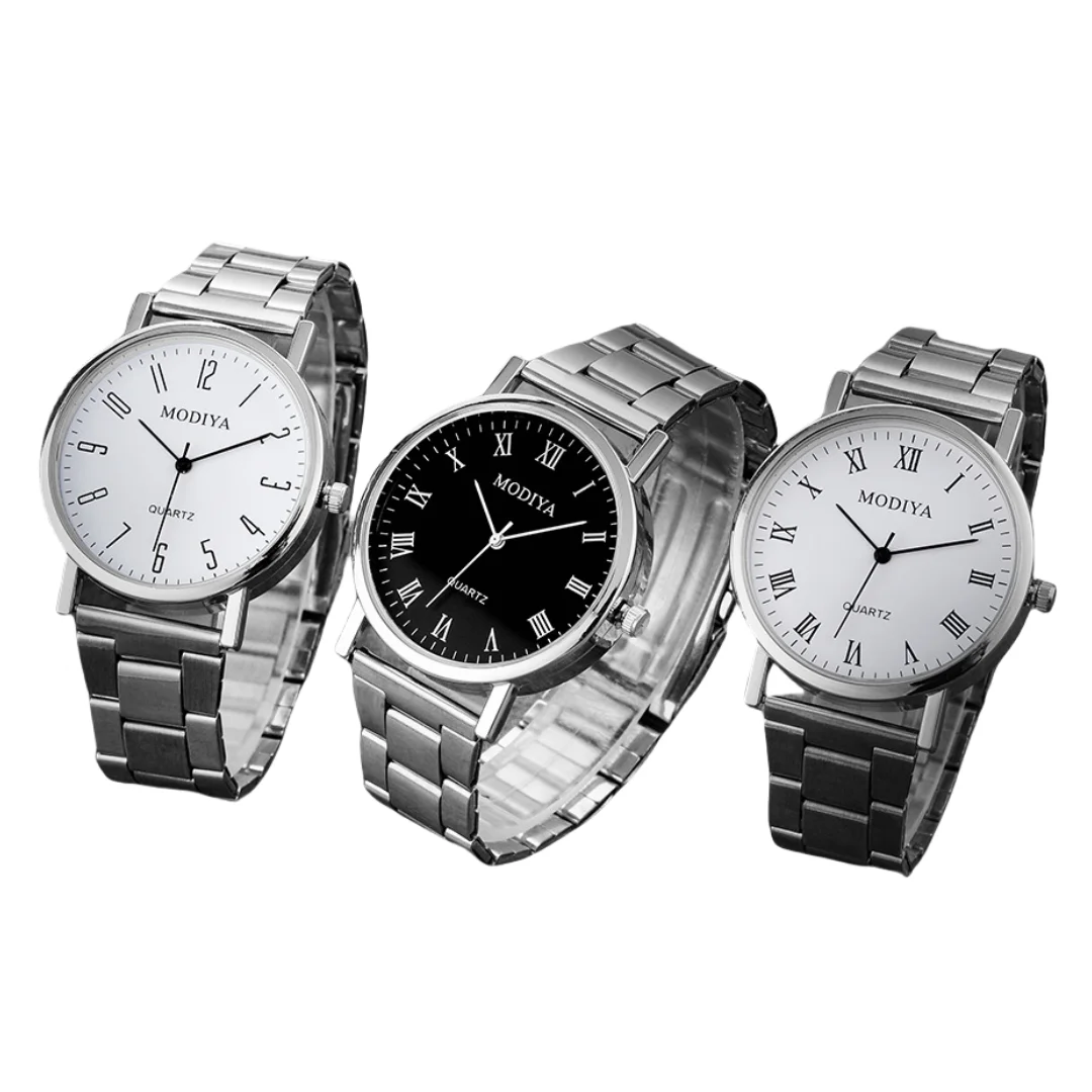 Reloj de cuarzo con esfera numérica informal para hombre, relojes con correa de malla de acero, relojes de pulsera redondos de negocios, reloj de lujo para niños