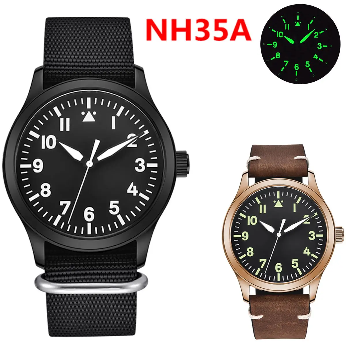 Custom Sapphire NH35 Watch For Man Military Men reloj Automatic Luxury Sport Design Clock Lume Leather Mechanical Wrist Watches