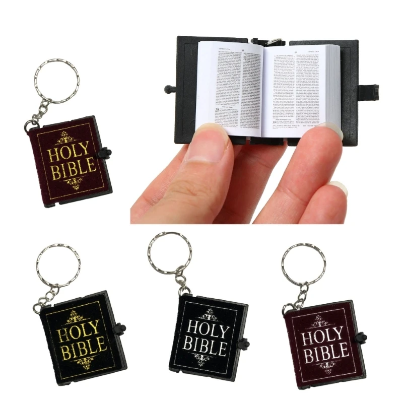 Heilige Bibel form Schlüssel ring kleine Bücher Schlüssel bund Mini Bibel geformte Anhänger Schlüssel ringe handgemachte Schmuck Zubehör für Frauen