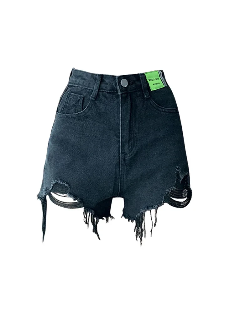 

Korean Style High Quality Tassel Straight Jeans Women Sexy High Waist Ripped Shorts Summer New Design Wrap Hip Slim Hot Pants