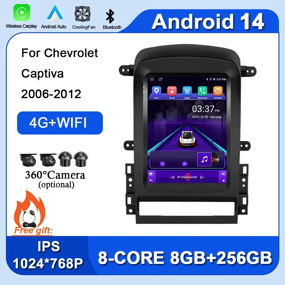 

For Chevrolet Captiva 2006-2012 Android 14 Car Intelligent System Radio Multimedia Video GPS CarPlay Auto Bluetooth WIFI 9.7inch