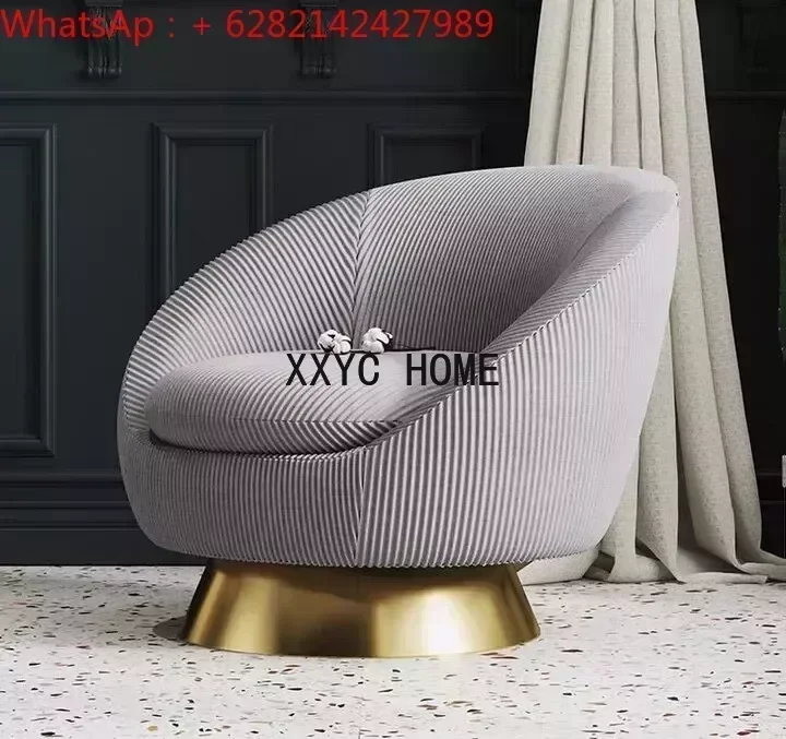 

ChinaFurniture processing and production factory modern light luxury fabric single sofa with stainless steel foot