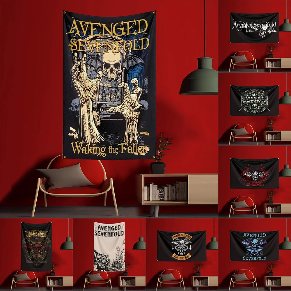 

90X150CM A-Avengeds Sevenfolds Heavy Rock Band Flag Polyester Digital Printing Banner for Bedroom Wall Art Out Door Tapestry