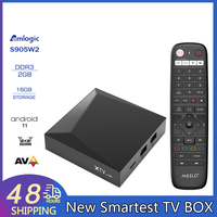 XTV AIR Smart TV BOX Android 11 2.4&5GHz Dual WiFi Amlogic S905W2 LAN 100M AV1 BT 4K Ultra HD Resolution HDR+ Media Player