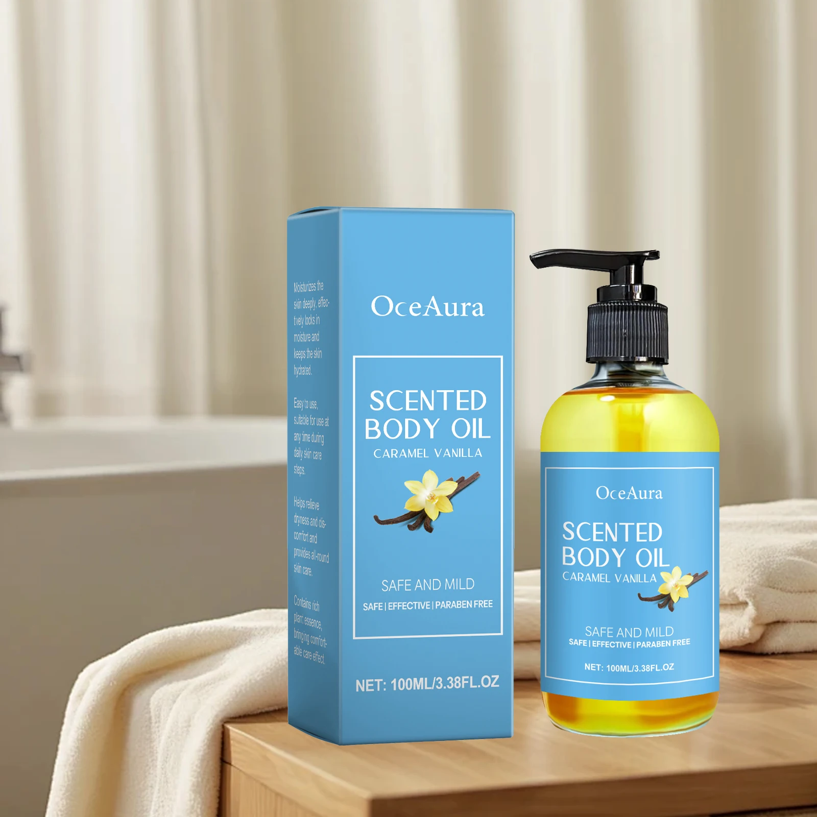 Luxury Caramel Vanilla Body Massage Oil Stress Relief Hydrating Muscle Relaxing Smoothing Glow Nourishing Body SPA Essential Oil
