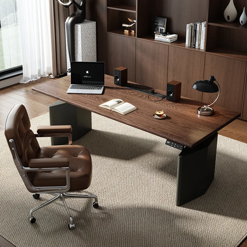 Simple electric lifting table computer table household desktop standing household solid wood book