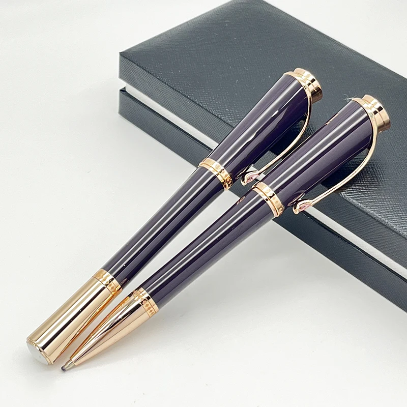 YAMALANG Grace Kelly Dark Purple MB Rollerball Ballpoint Pen With Teardrop Shape Diamond Stone Clip Writing Smooth Great Actress