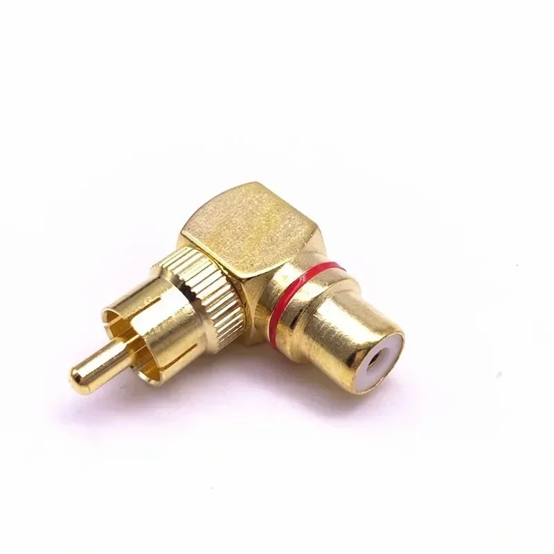 2Pcs Brass RCA Right Angle Male To Female Gold Plated Connector 90 Degree Adapters Connectors red black banana plug Jack