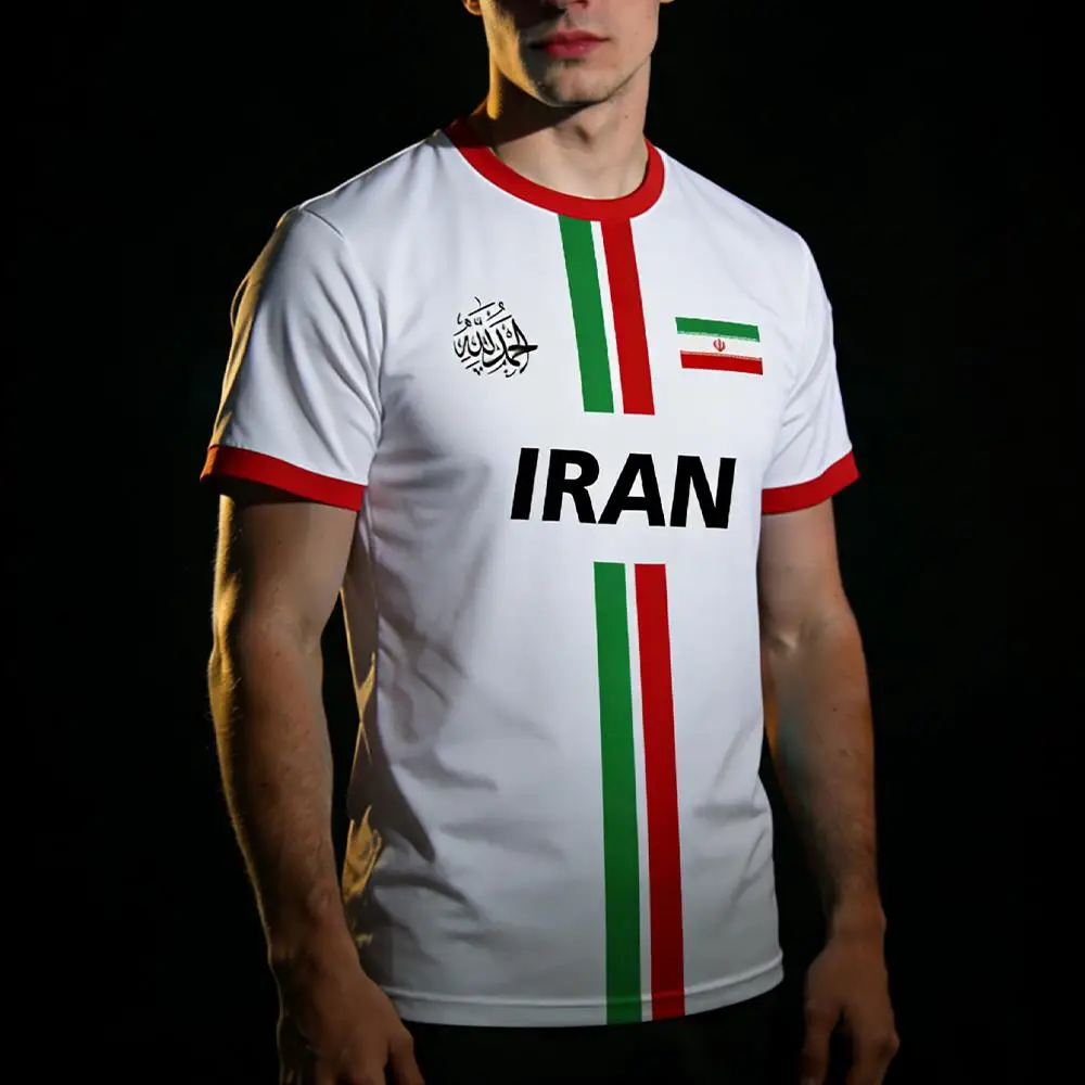 

New Summer Iran Flag Printed Jersey Outdoor Sports Breathable Quick-Drying Football T-Shirt Men's Women Casual Short-Sleeve Tee