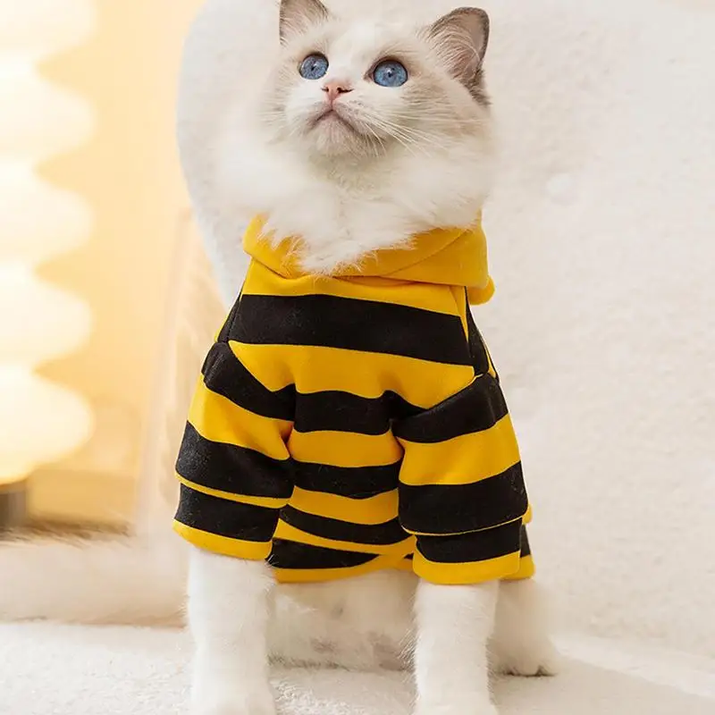 Disfraz de abeja para perro, sudaderas con capucha de Halloween para mascotas, Cosplay de vacaciones de gato suave, ropa cálida, trajes divertidos, ropa para perros pequeños y medianos