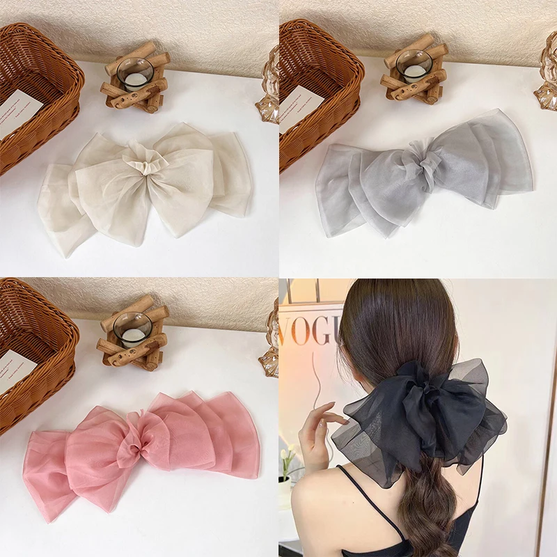 Seersucker Hairpin With Pleated Multi-Layer Bowknot Hairpin Fashionable Sweet And Elegant Female Hair Accessories