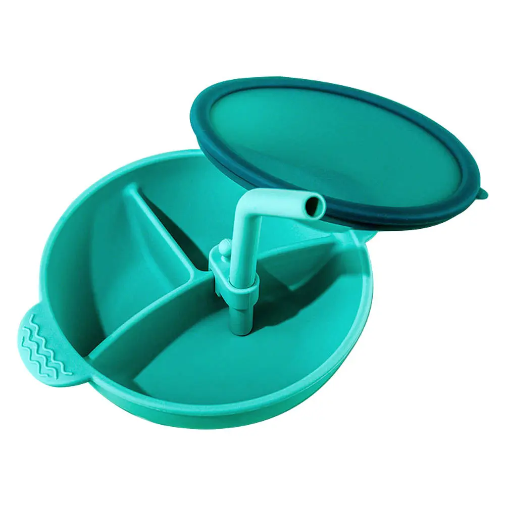 

1Set Baby Eating Training Bowl Multi-Grid Straw Infant Food Bowl Dual Handle Stable Non-Slip Sucker Baby Tableware