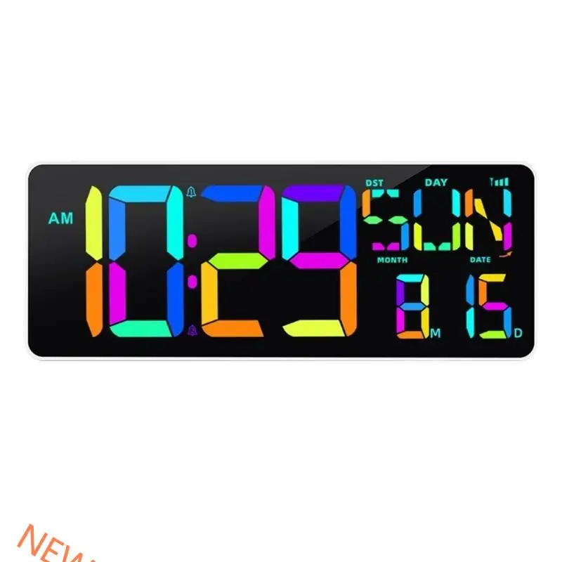  Multifunctional LED Digital Wall Clock 13inch with Remote Controls, Big Screen for Easy Viewing, Temperature and Date