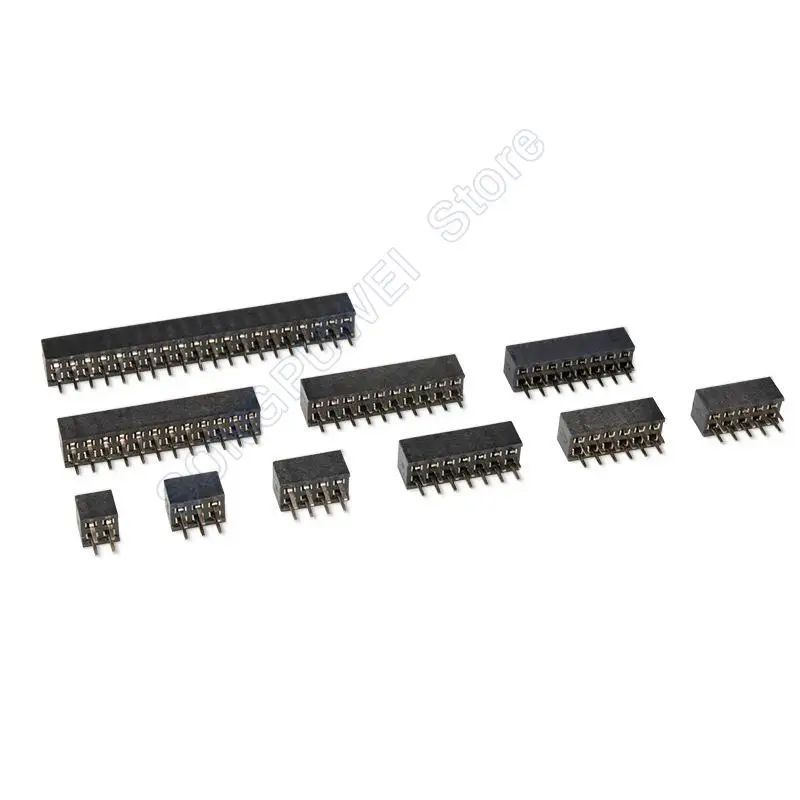 10Pcs pitch 2.54mm Double Row Straight Female 2-40P Pin Header Socket Connector 2x2/3/4/5/6/7/8/9/10/12/14/16/18/20/25/30/40Pin