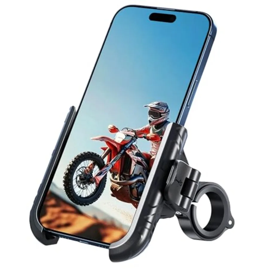 

Universal Bike Phone Mount Holder with No Signal Block Design for Motorcycle Riding Quick Lock Mechanism and 360 Rotation Compa