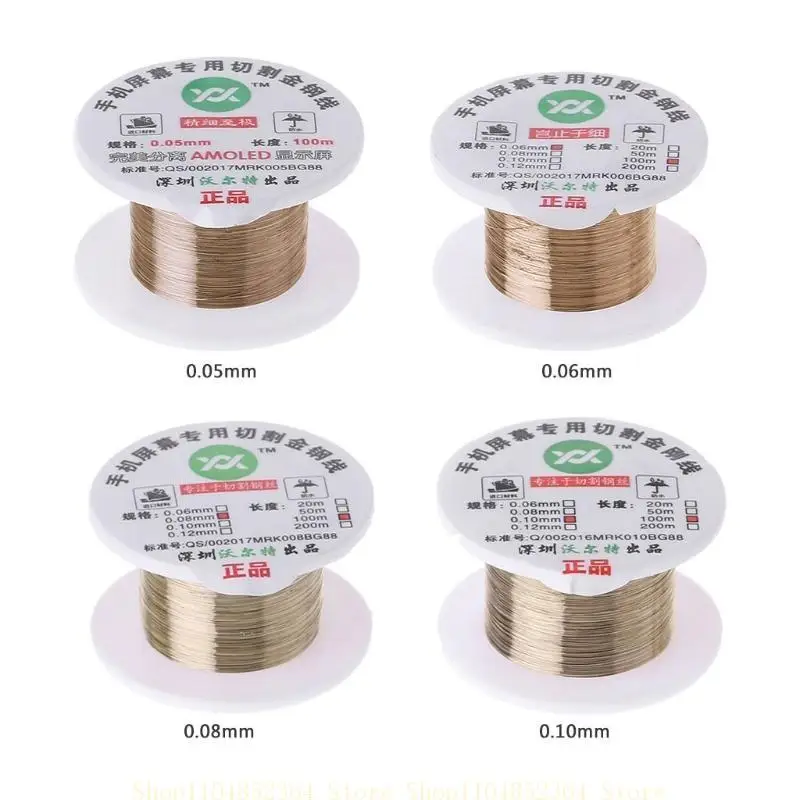 0,05/0,06/0,08/0,1 mm Schneiddraht Gold 100 m/329 Fuß kompatibel mit LCD-Frontglasscheiding Stahldrahtwerkzeug – Detail 1