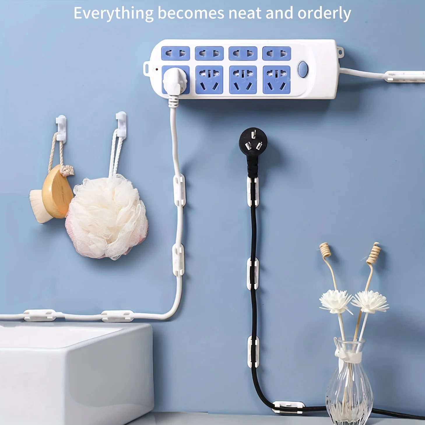 Auto-adesivo Wire Storage Strip, Seamless Wire Buckle, Inserção e Roteamento, Ferramenta Divina, 20pcs