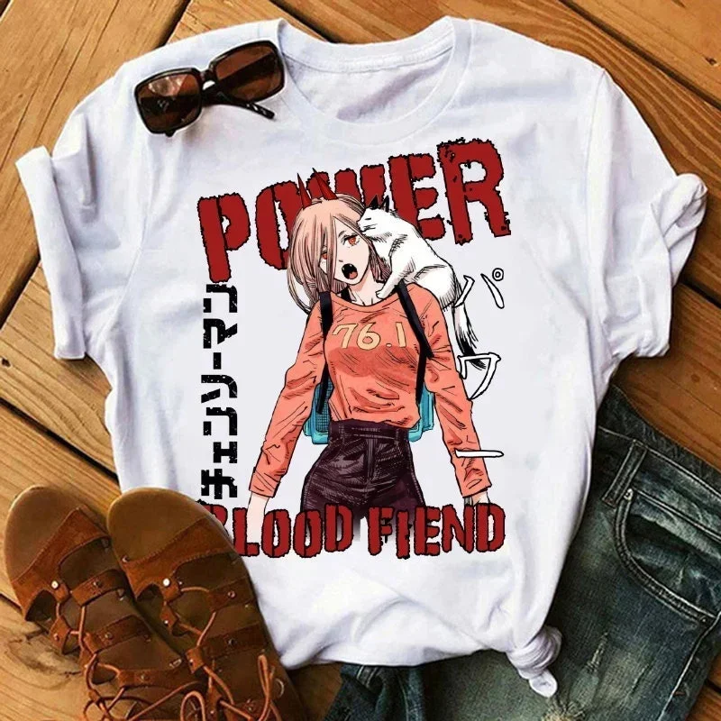 Anime motosserra homem impressão gráfica t camisa das mulheres dos homens moda casual tripulação pescoço manga curta unisex t camisa gráfica