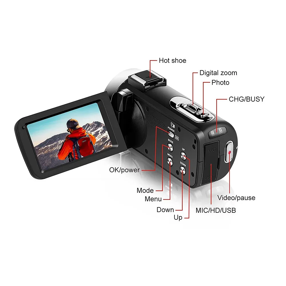 4K Digital Video 18X Digital Zoom 42MP 2 in1 Photo Video Camcorder 3.0 inch Rotatable Screen High Definition Camera DV Camera