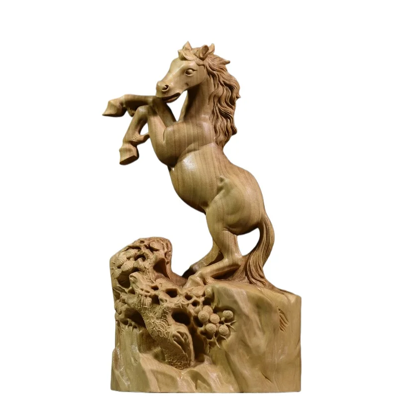 Hand-Carved Wood Horse Statue - 7.5
