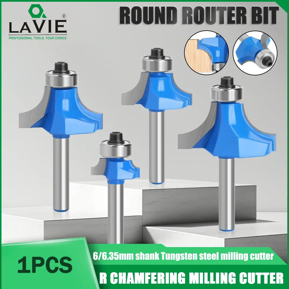

LAVIE 1PCS 6/6.35mm Corner Round Over Router Bit with Bearing for Wood Woodworking Tool Milling Cutter CNC Router Bit 공구 Фреза