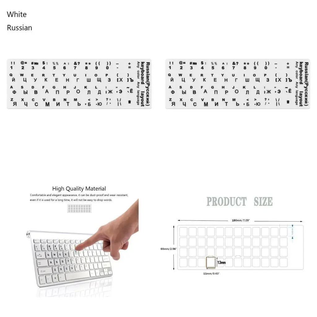 

R53C Russian English Keyboard Sticker Kepcap Letters with Black White Characters