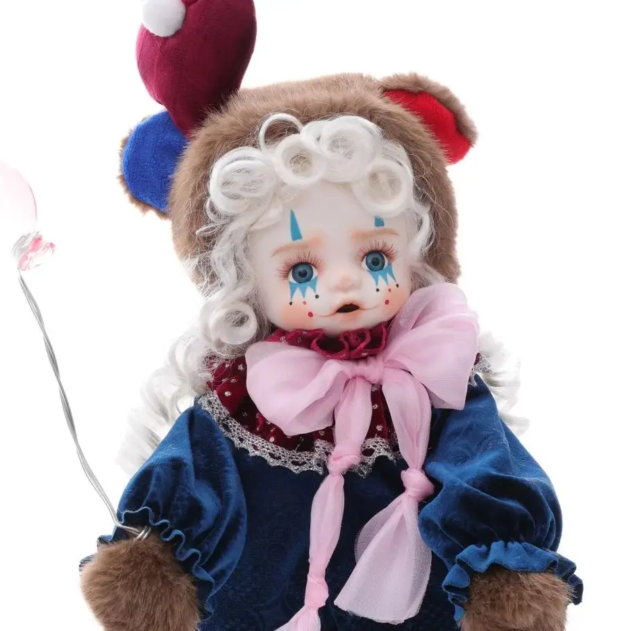 

13 inch Cloveray Original New Clown Face Porcelain Doll Handmade Children's Toys Halloween High-quality Collection Of Art Gifts.