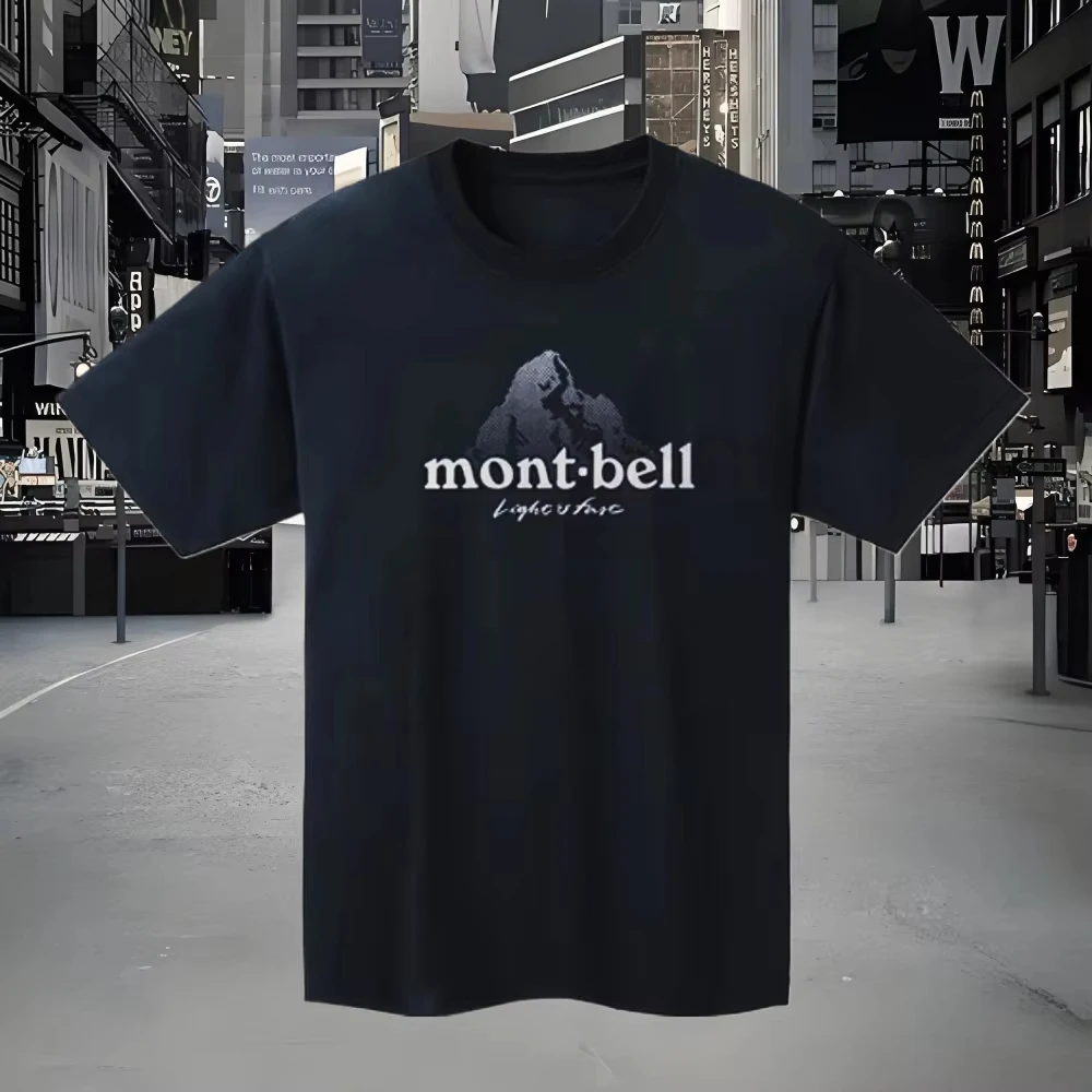 جديد Montbell Meishan الكبار الجبل تيشيرت صيفي طاقم الرقبة المطبوعة تنوعا زوجين قصيرة الأكمام عالية الجودة 2025 المحملة