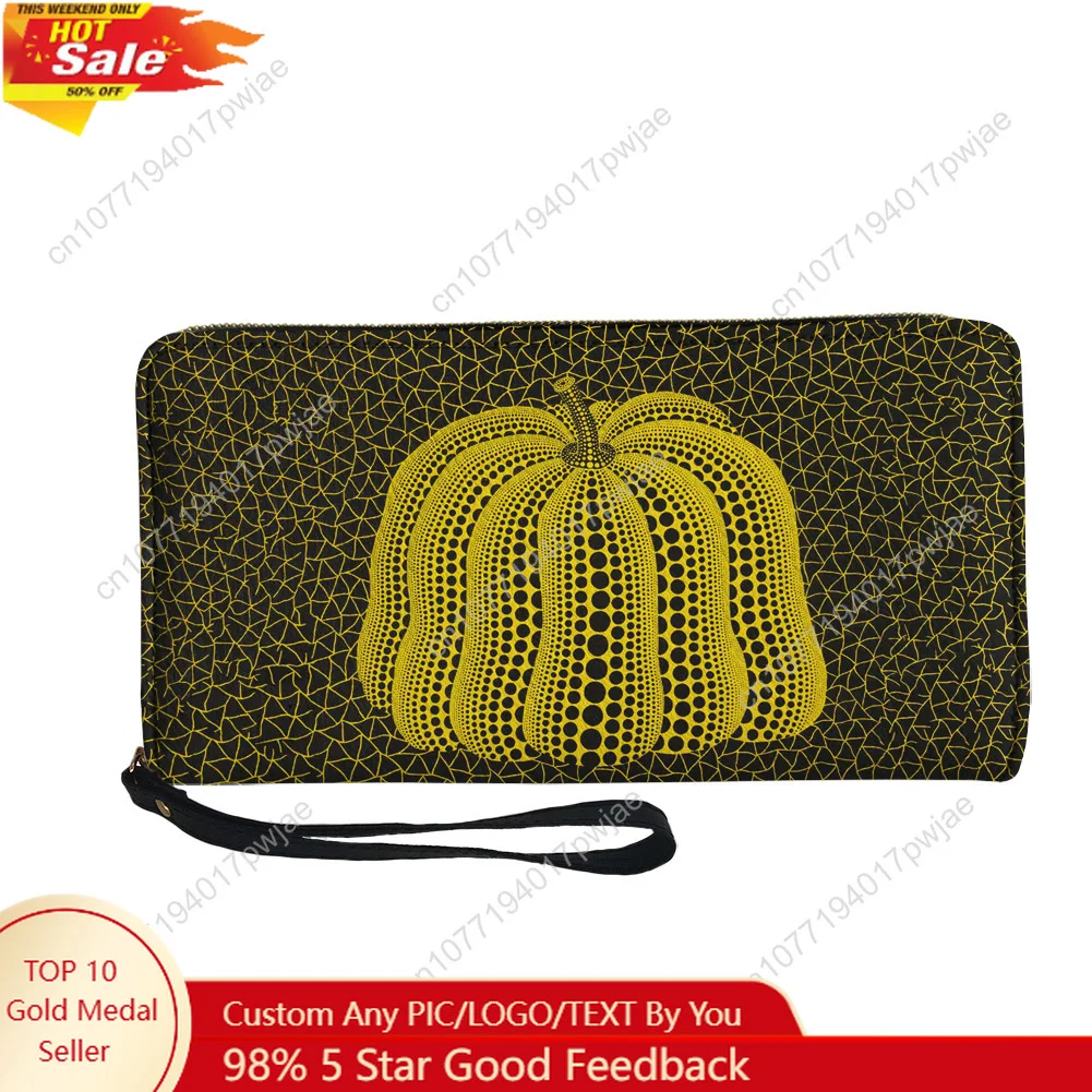 Funny Yayoi Kusama Pumkin Custom Wallet Purse Sprunki Mens Womens Zipper Long Wallets Double Print  Portable Wallet Gift Bag