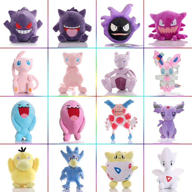 Brinquedo de pelúcia Pokémon Mew para crianças, Mewtow psíquico, Togepi, Sr. Mime Mew, Fantasma, Gastly, Haunter, Banette, Decoração do quarto, Presentes, 20cm