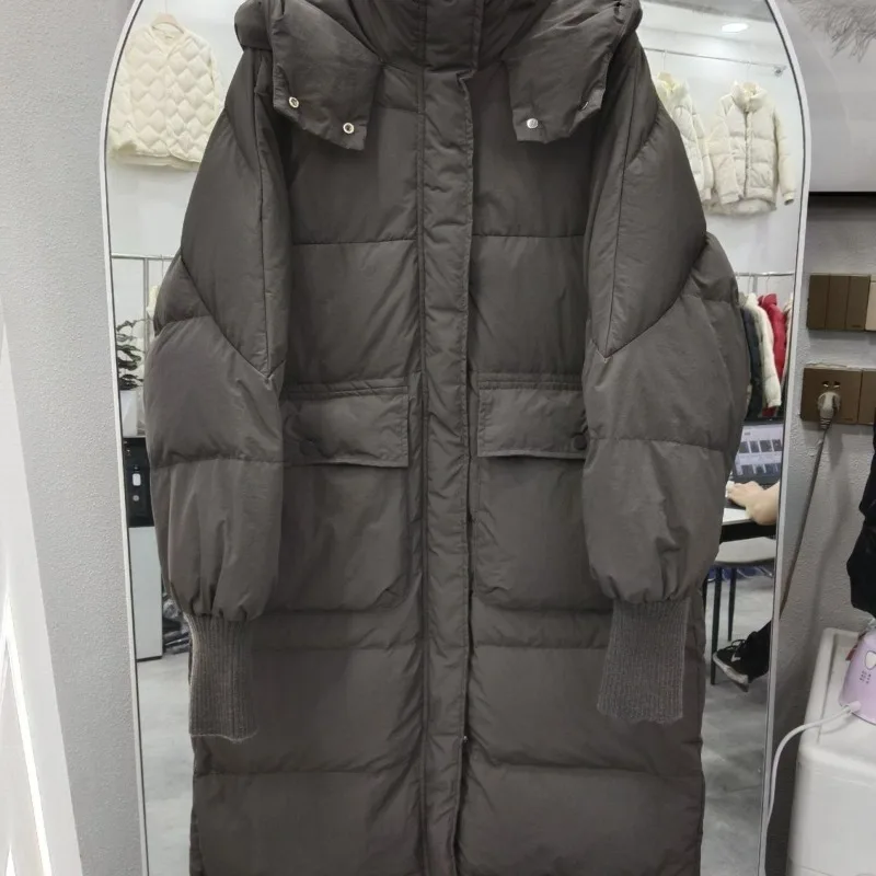 2023 New Women Down Jacket Winter Coat Female Mid Length Version Parkas Loose Warm Outwear Hooded Versatile Fashion Overcoat