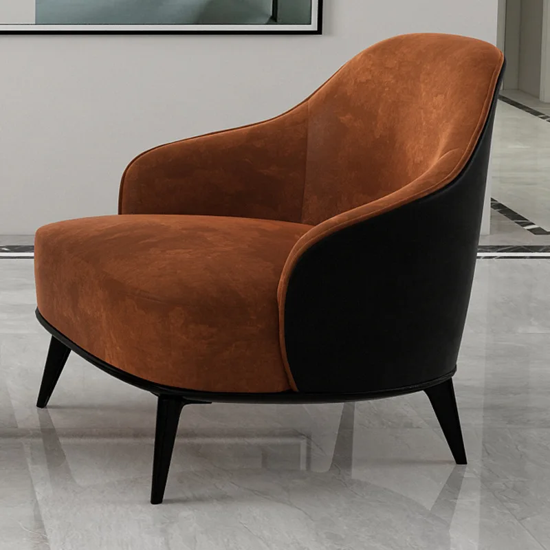 Lounge Chair Living Room Armchair Modern Luxury Reception Sofa Comfortable Relaxing Chairs with Back Nordic Single Black Sofas