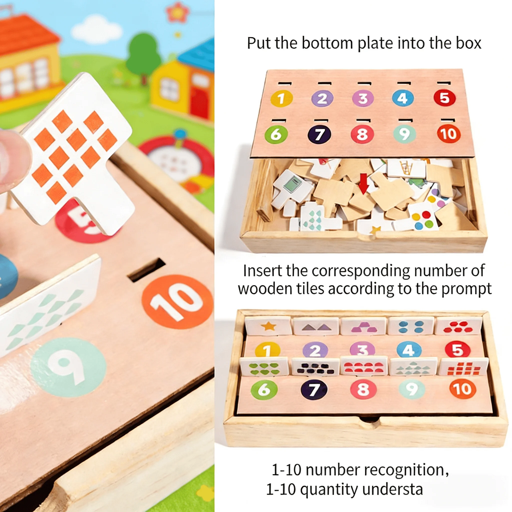 Wooden Montessori Multi-Functional Game Box Eco-Friendly Children's Learning Toy Portable Storage Box Kids Aged 3+ Educational