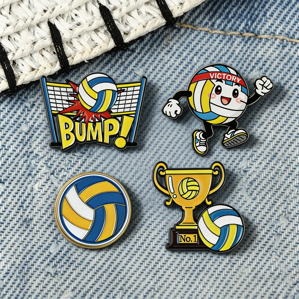 Volleyball Hard Enamel Pins For Sport Lovers Bag Backpack Jacket Jewelry Brooches Trophy Badges Accessory Pins Gift To Friends