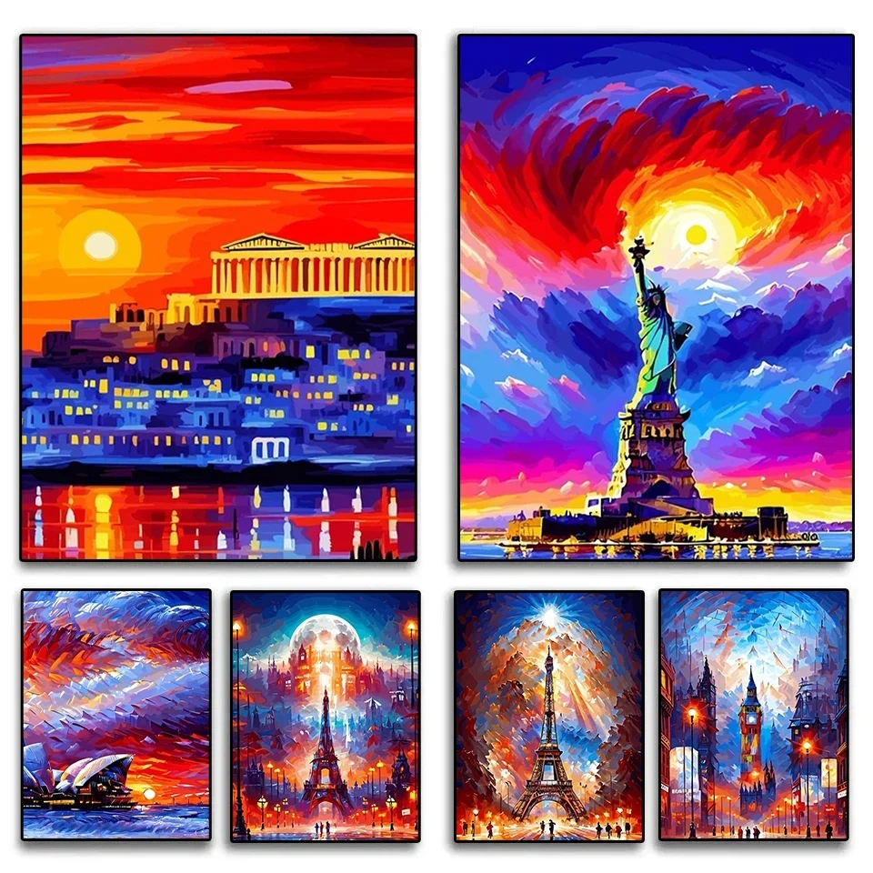 5D Landscape Diamond Painting Tower Under The Full Moon Full Rhinestone Mosaic Embroidery Cross Stitch Kit Home Decor