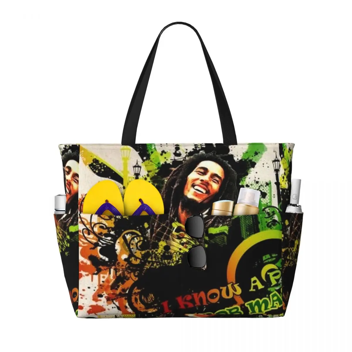 

Funny Bob Marley Beach Tote Bag Sport Gym Yoga Duffle Large Tote Bag Women Travel Bag Fitness bag