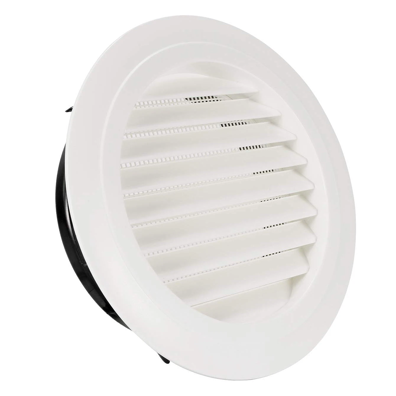 8 Inch Round Air Vent ABS Louver Grille Cover White Soffit Vent with Built-In Fly Screen Mesh for Bathroom Office Kitchen Ven