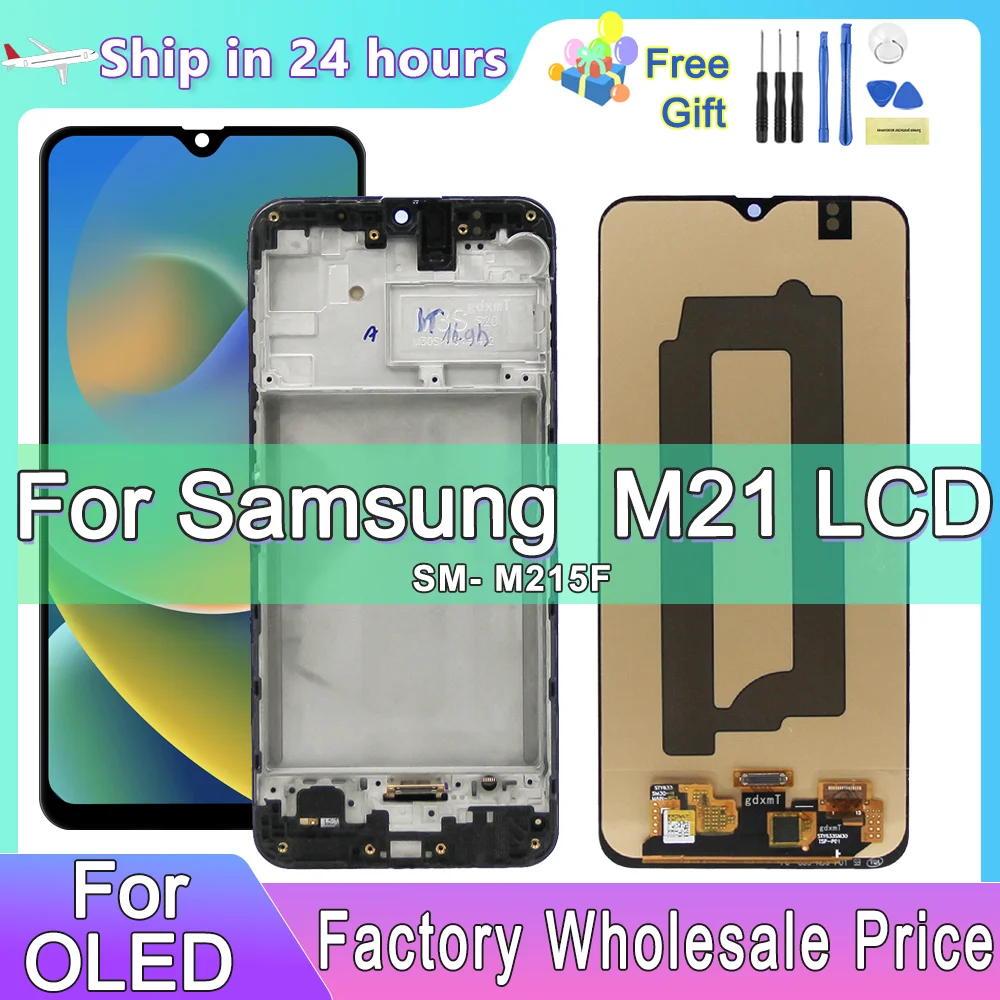 

For OLED M21 LCD With Frame, For Samsung M21 2020 M215 M215F M215F/DS LCD Display Touch Screen Digitizer Assembly Replacement