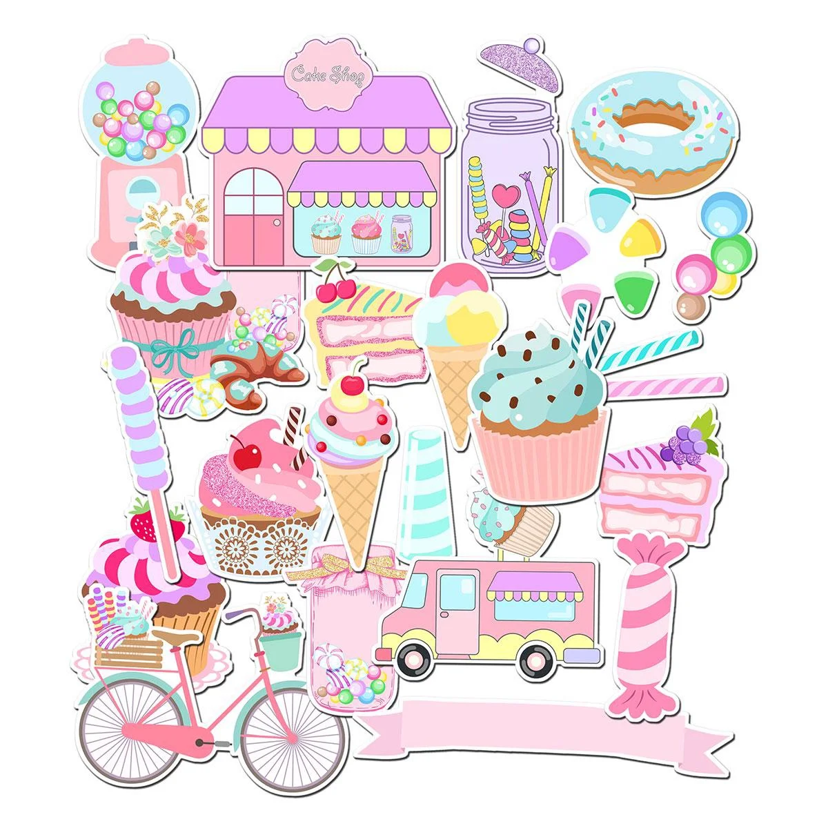 

22Pcs Beautiful Sweets and Pastry Stickers - Cute and Fun Food-Themed Decals for Journals, Craft, Scrapbook Stickers