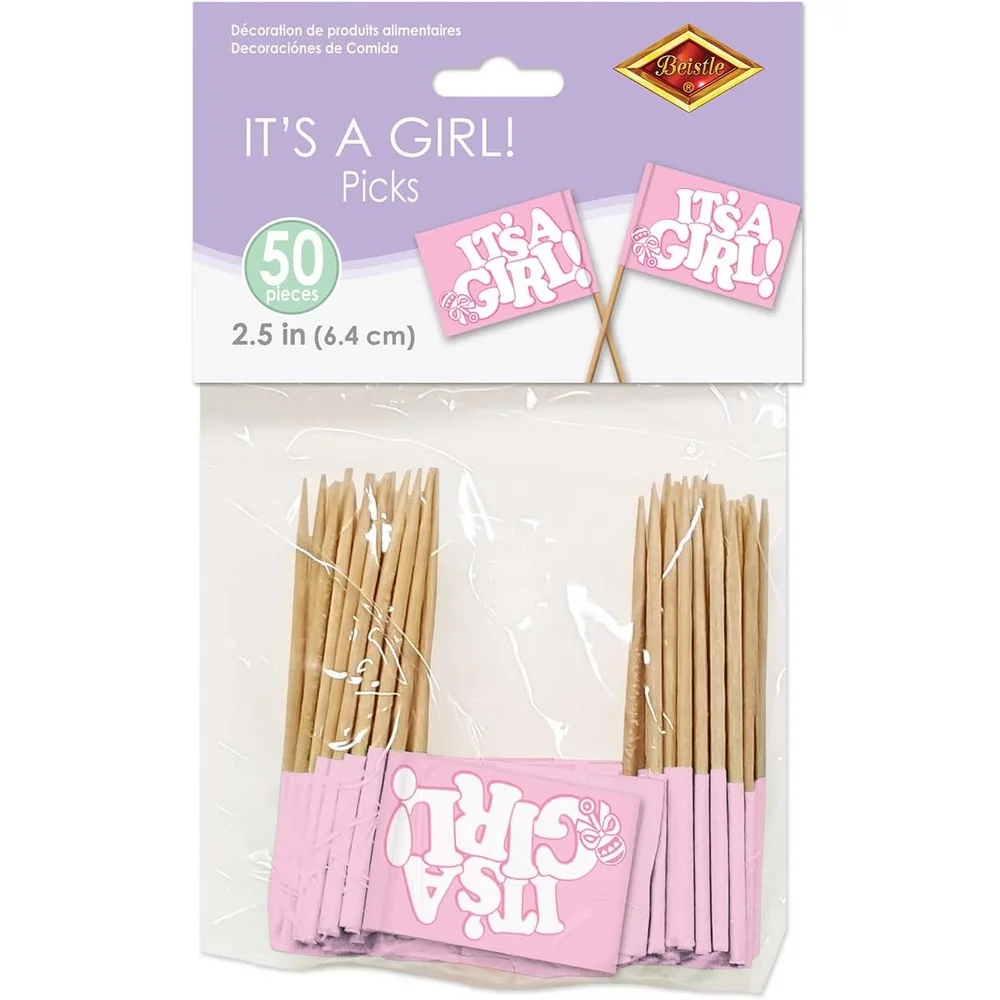 50 عبوة من أعواد استحمام الطفل مقاس 2.5 بوصة من الزينة الورقية باللون الوردي والأبيض ومستلزمات الحفلات الممتعة والمناسبات المثالية للاحتفالات #2