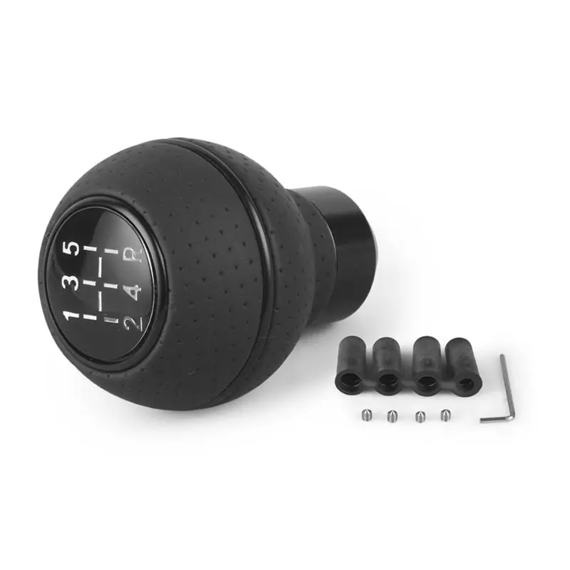 AU28-For M8 M10 M11 Universal 5 Speed Leather& Aluminum Car Gear Shift Knob Shift Lever Gear Level Knob Head view 2