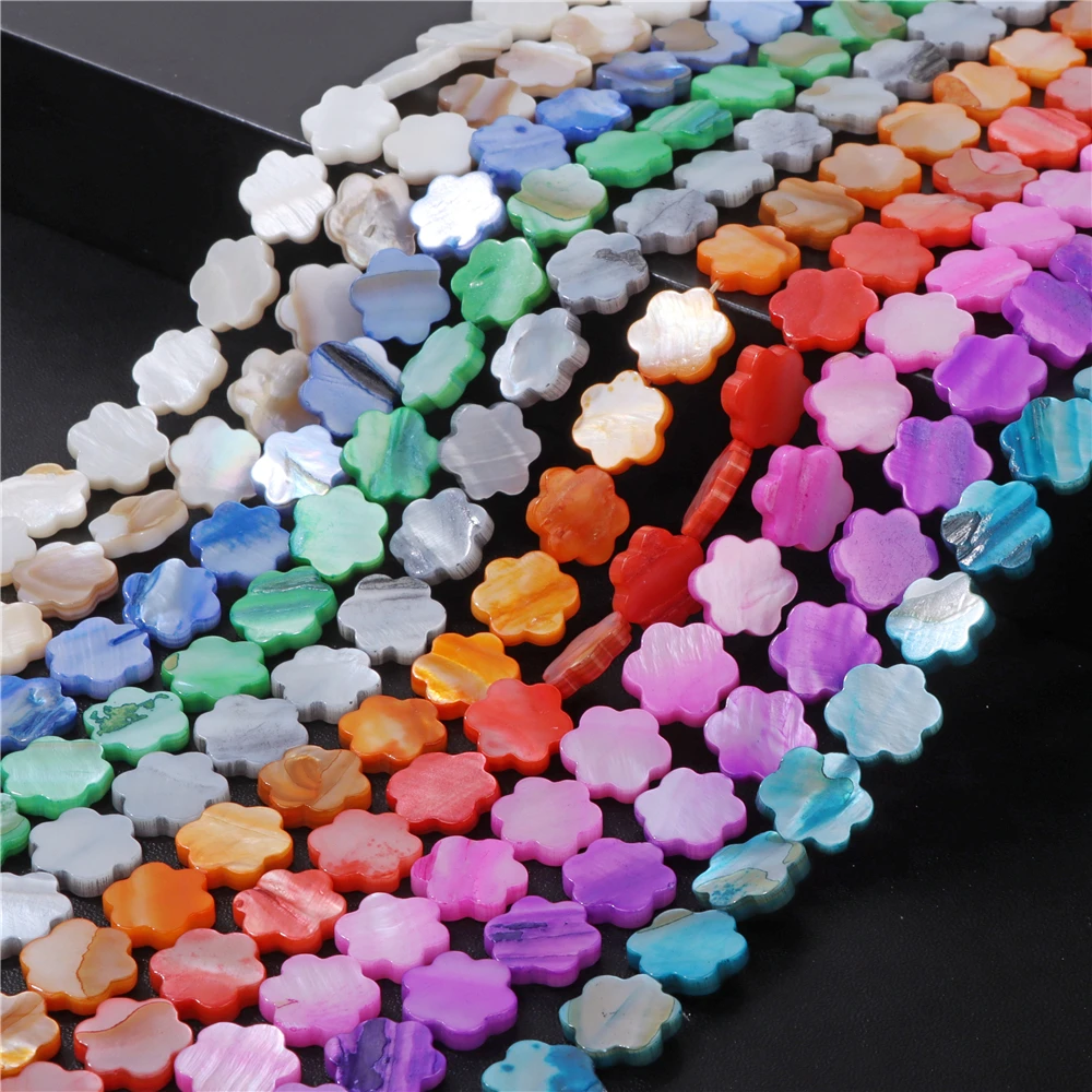 Colorful Plum Blossom Shell Charms Natural Mother Of Pearl Shell Flower Beads for Jewelry Making DIY Bracelet Necklace Accessory image 2