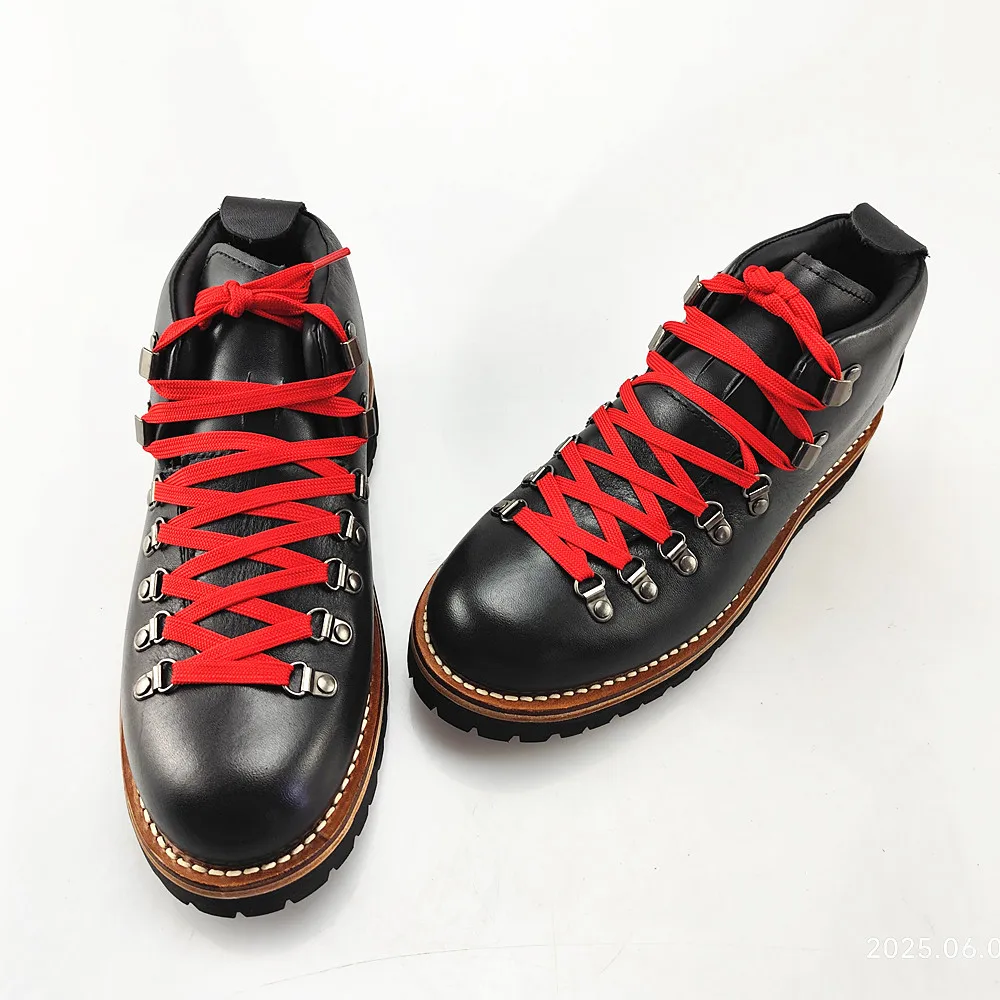 Botas de senderismo para hombre, hechas a mano con cuero genuino. | Botas de trabajo de combate con suela Goodyear, impermeables, antideslizantes y con cierre al tobillo, ideales para senderismo al aire libre.