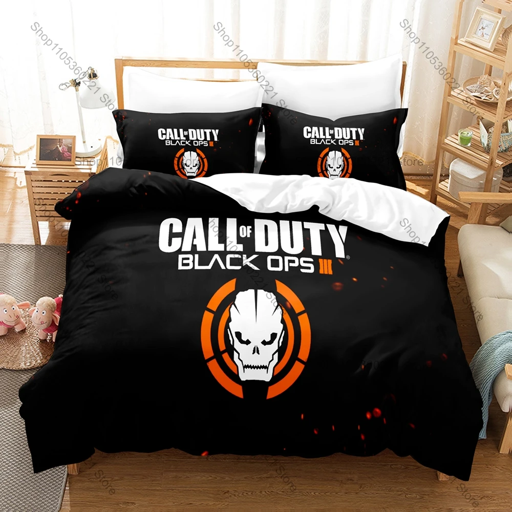 Call of Duty Emblem Task Force 141 Skull Insignia FPS Game 3D Print Bedding Set Duvet Cover + 2 Pillowcases Bed Linen COD Gamers