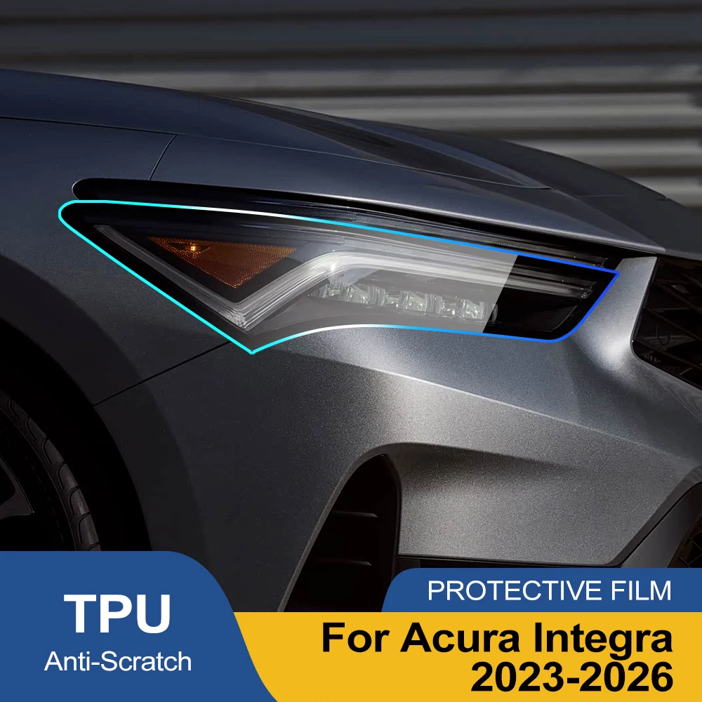 For Acura Integra 2023-2026 Pre-Cut Smoke Black High-Gloss TPU Headlight Film PPF Anti-Scratch Protective Vinyl Wrap Cover Kit
