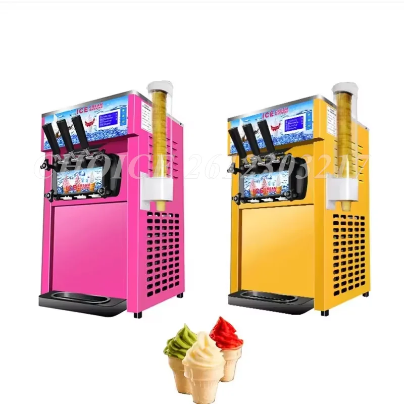 Commercial 3 Heads Multi-flavor Soft Ice Cream Maker Countertop Ice Cream Machine Automatic High Output Sundae making Machine