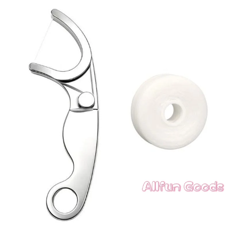 Stainless Steel Dental Floss Holder Life-time Floss Pick Reusable Portable Oral Care Tool For Daily Oral Care Home And Travel Us