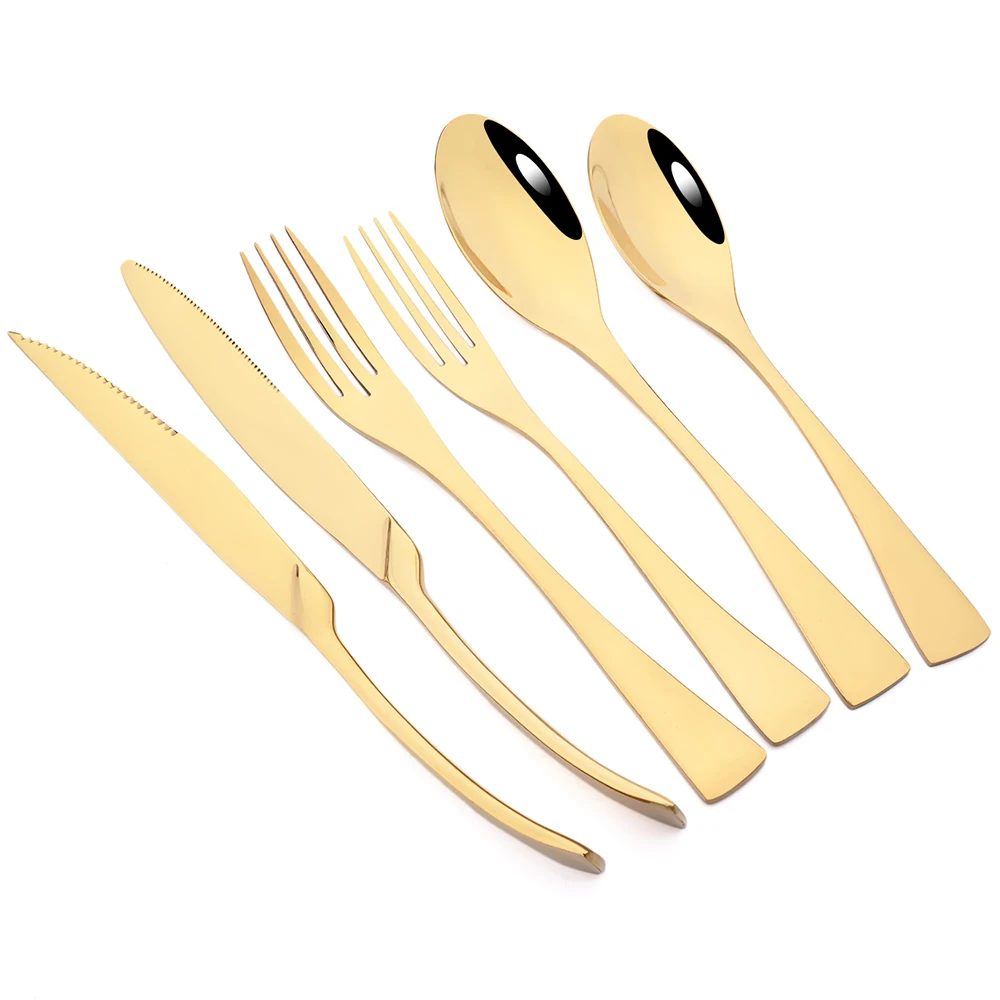 20Pcs Gold Knife Fork Spoon Dinnerware Set Stainless Steel Cutlery Set Steak Knife Dessert Fork Spoon Tableware Kitchen Flatware