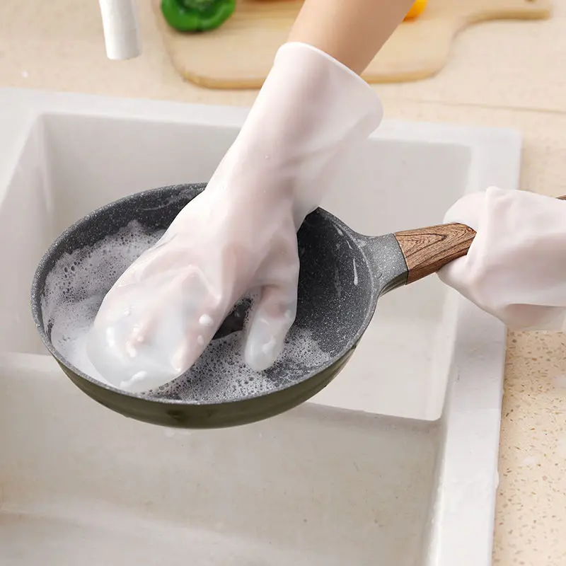 [Dishwashing artifact does not hurt hands] Dishwashing gloves rubber gloves kitchen supplies waterproof, warm and durable