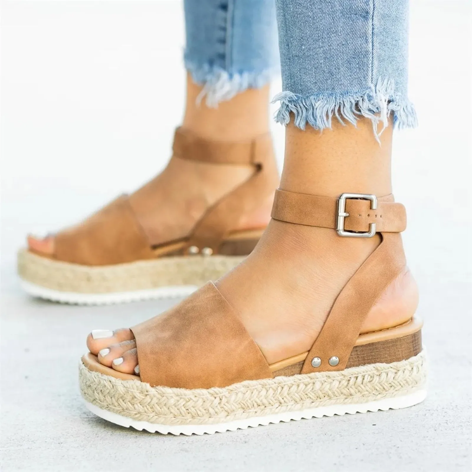 Summer Beach Platforms Wedges Sandals Women Fashion Casual Peep Toe Platforms Wedges Sandals Beach Sandalias Para Mujeres